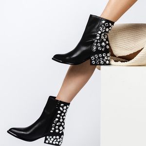 Brand new genuine leather gem booties